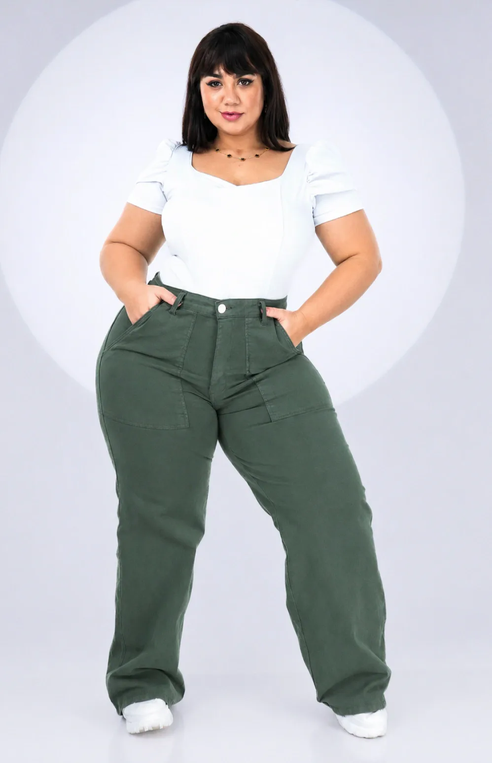 CALÇA FEMININA PLUS SIZE - WIDE LEG VERDE