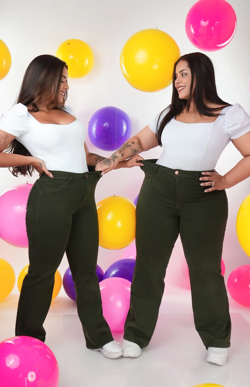 CALÇA FEMININA - WIDE LEG VERDE MILITAR