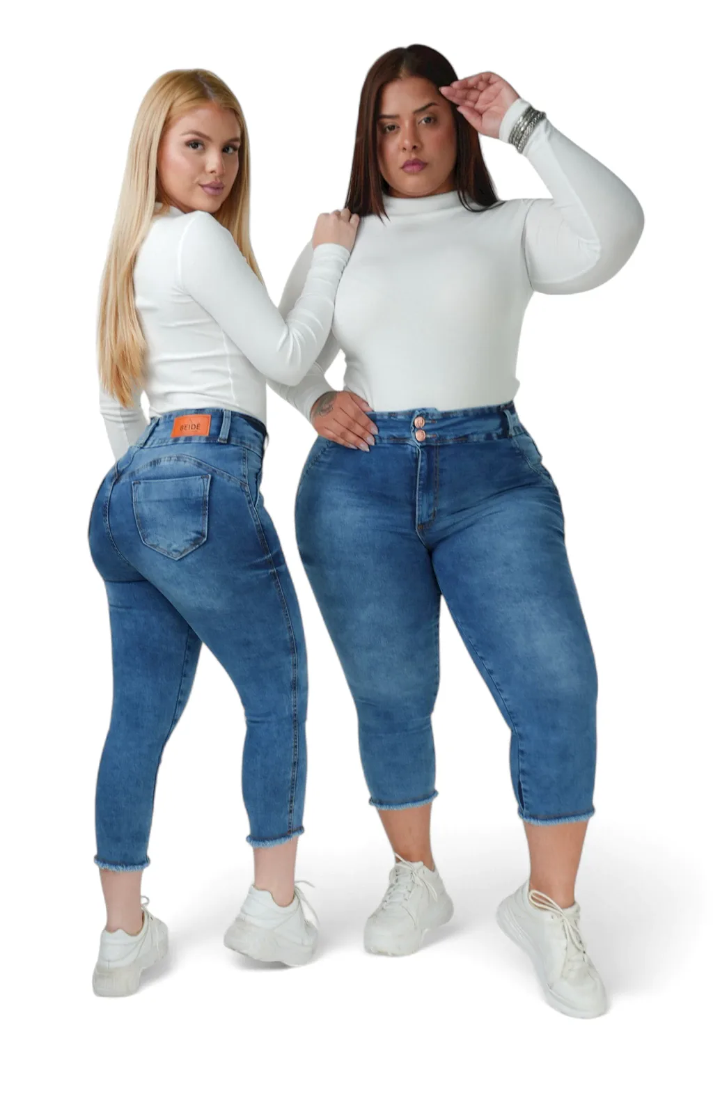 CALÇA JEANS FEMININA - CAPRI MODELADORA BARRA DESFIADA MALDIVAS