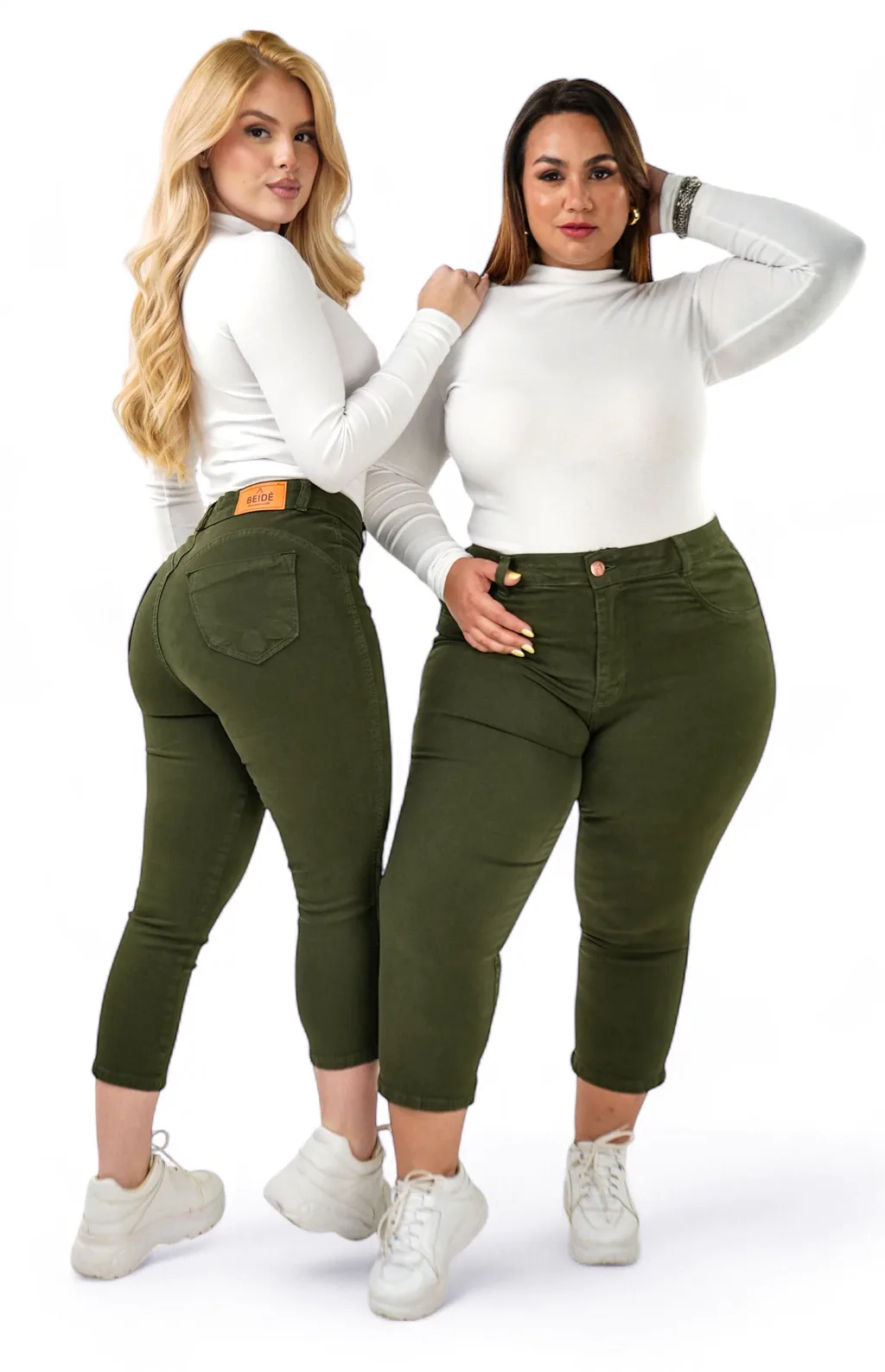 CALÇA JEANS FEMININA - CAPRI VERDE MILITAR