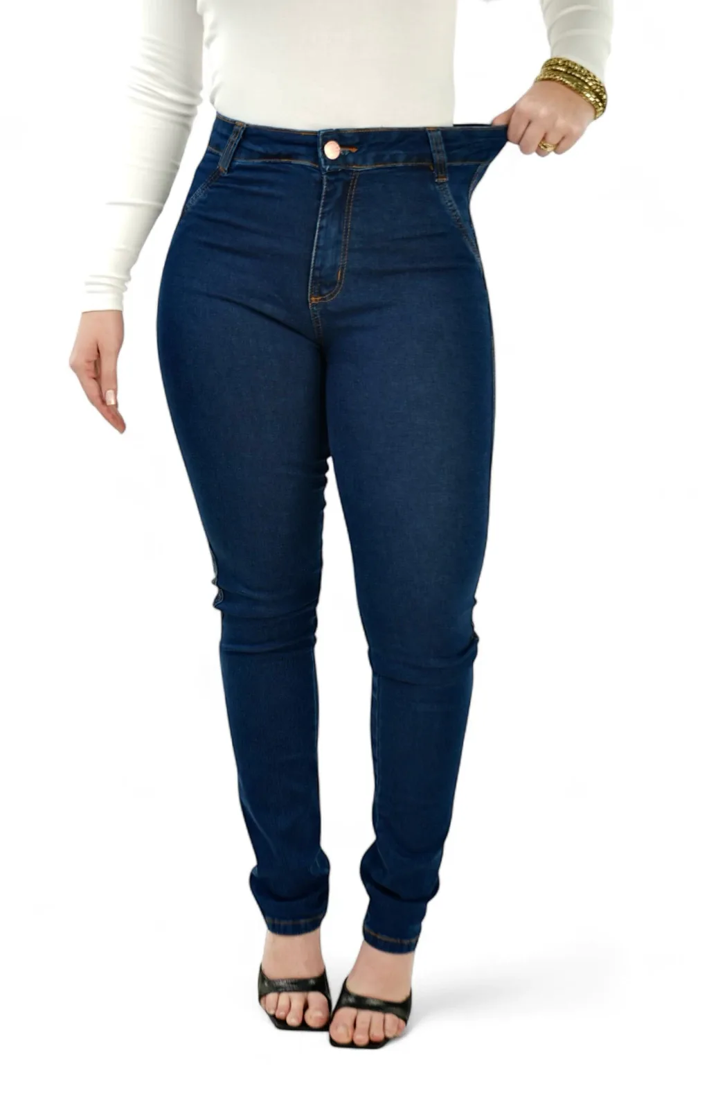 CALÇA JEANS FEMININA - RETA ESTILO ALFAIATARIA