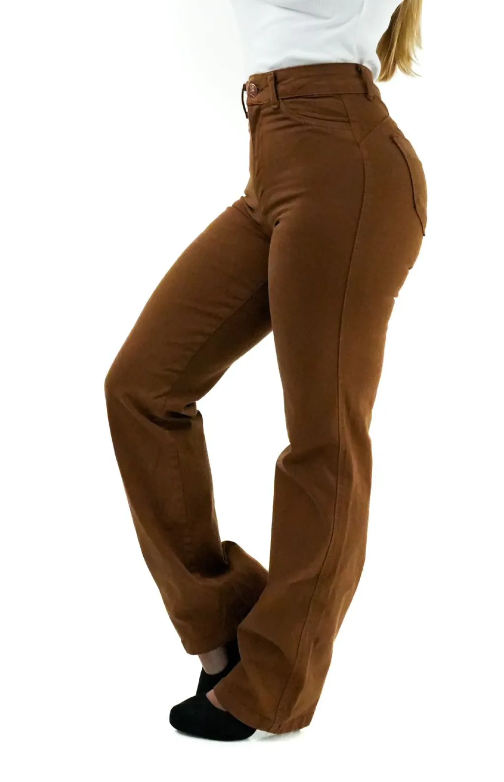 CALÇA JEANS FEMININA - RETA MARROM