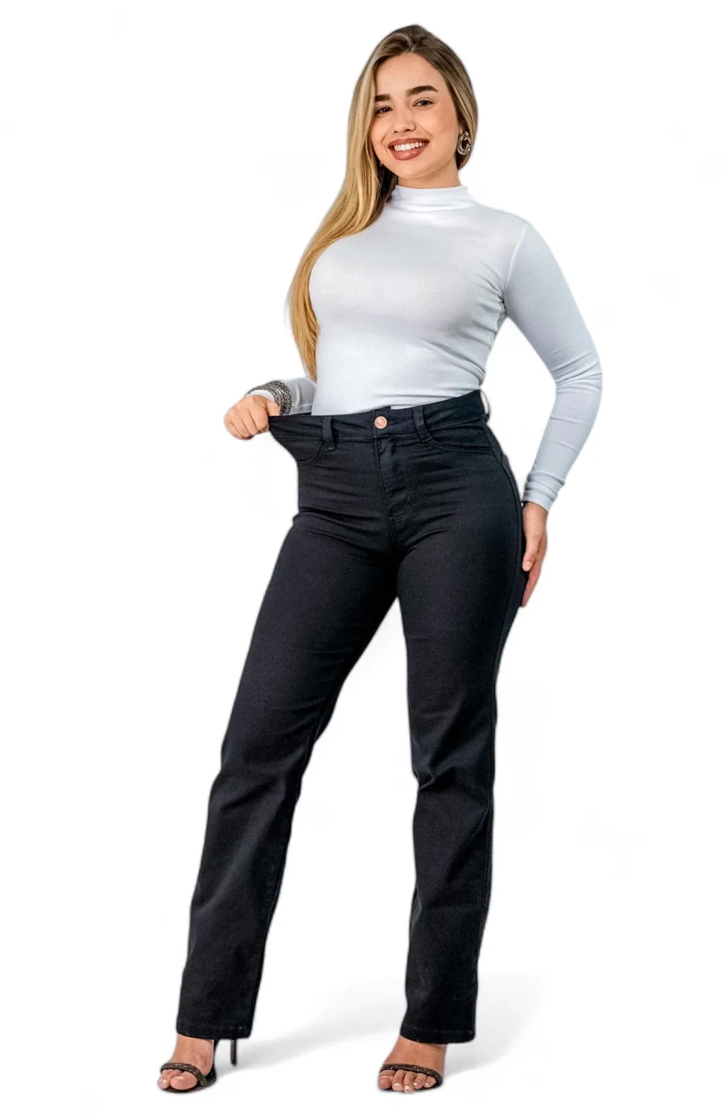 CALÇA JEANS FEMININA - RETA PRETA INTENSE