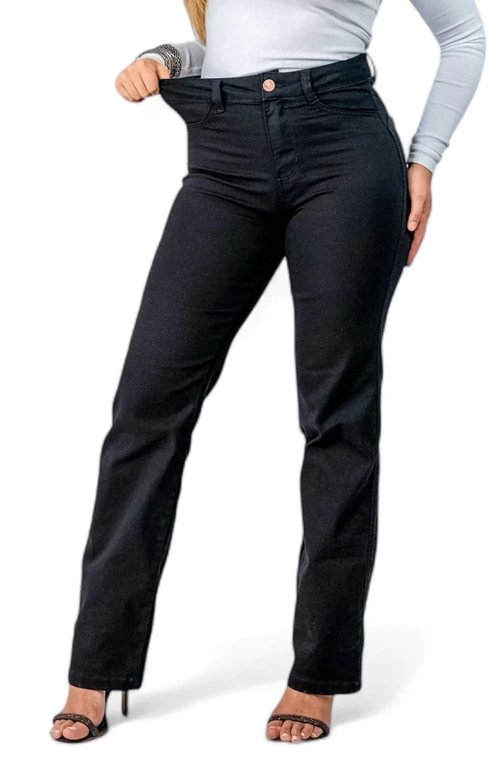 CALÇA JEANS FEMININA - RETA PRETA INTENSE