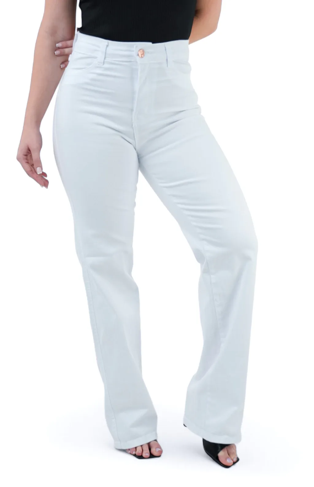 CALÇA JEANS FEMININA - WIDE LEG BRANCA SUPER WHITE