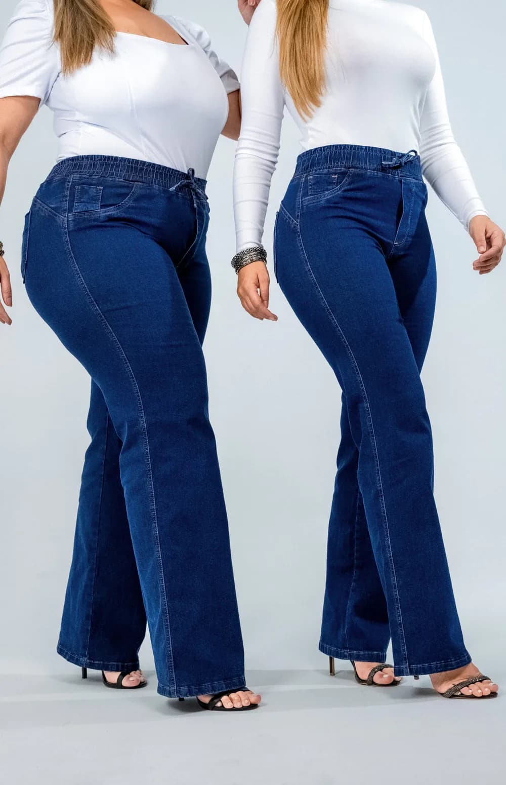 CALÇA JEANS FEMININA - WIDE LEG CINTURA ELÁSTICA POWER