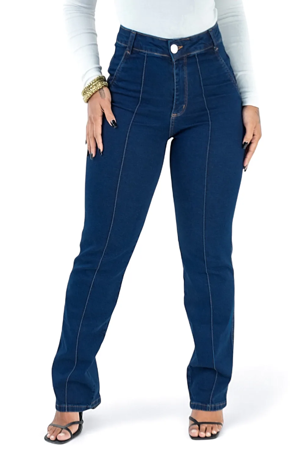 CALÇA JEANS FEMININA - WIDE LEG ELEGANCE BLUE