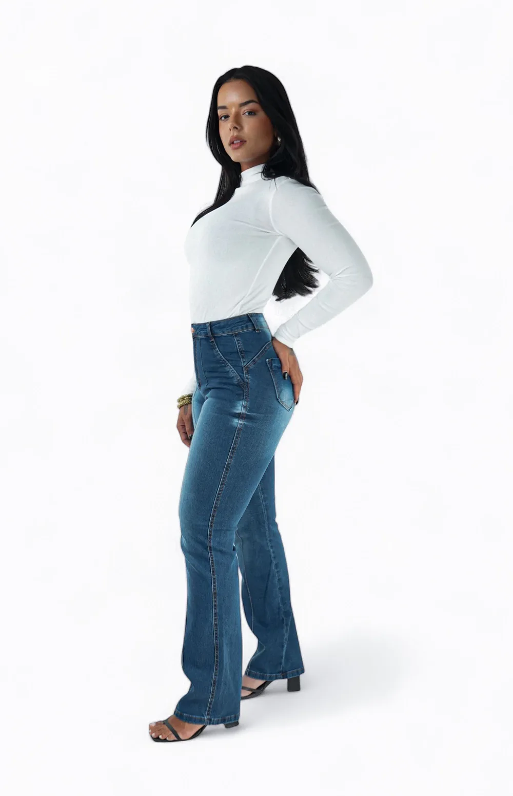 CALÇA JEANS FEMININA - WIDE LEG ELEGANCE SAFIRA