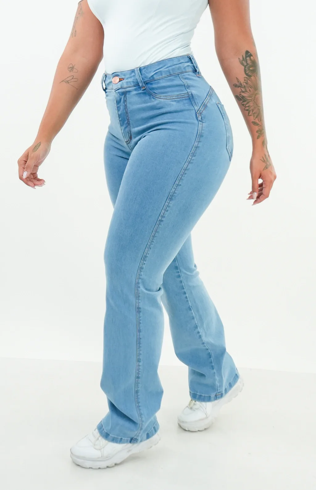 CALÇA JEANS FEMININA - Wide leg Essencial Piscine