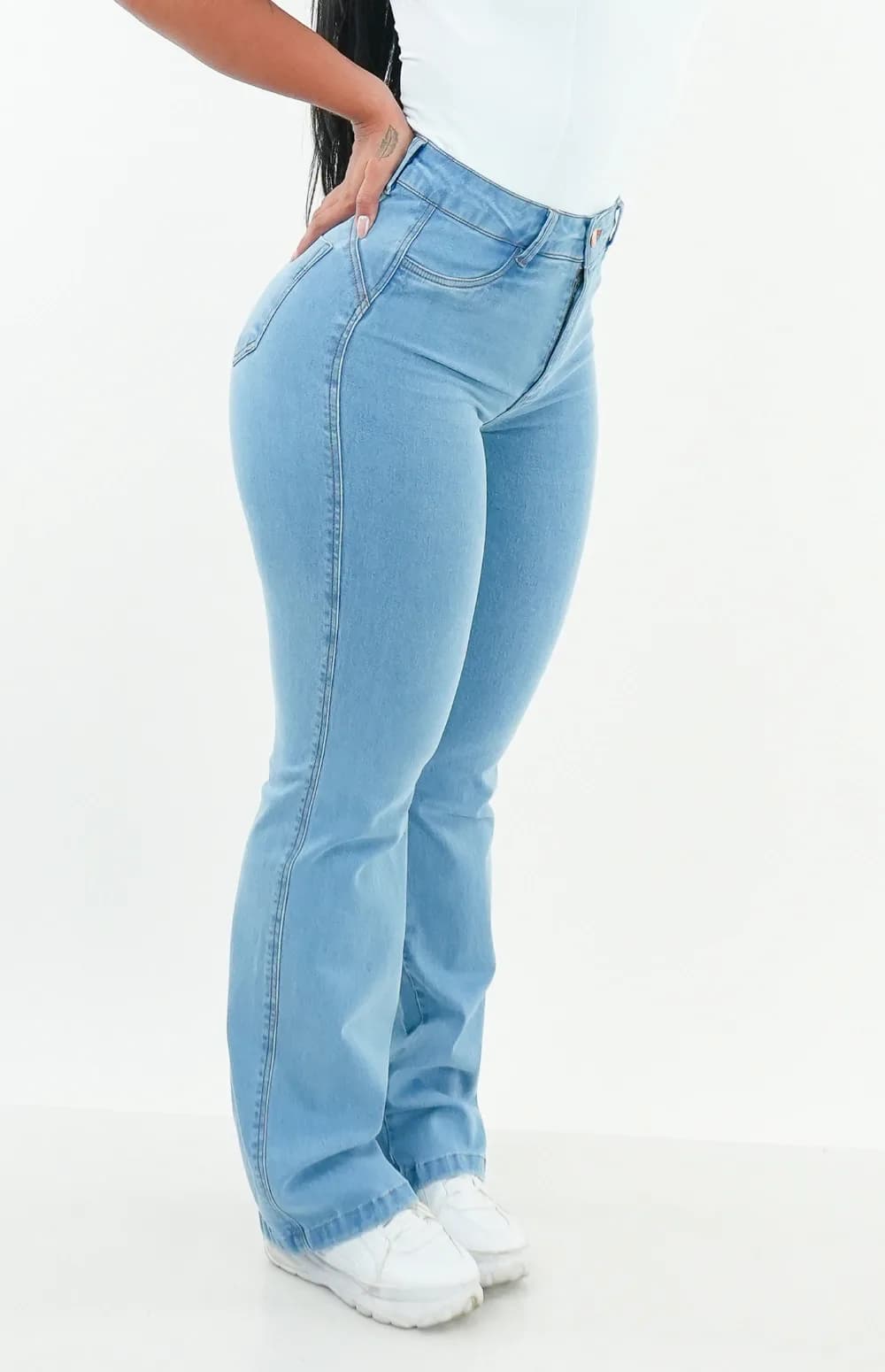 CALÇA JEANS FEMININA - Wide leg Essencial Piscine