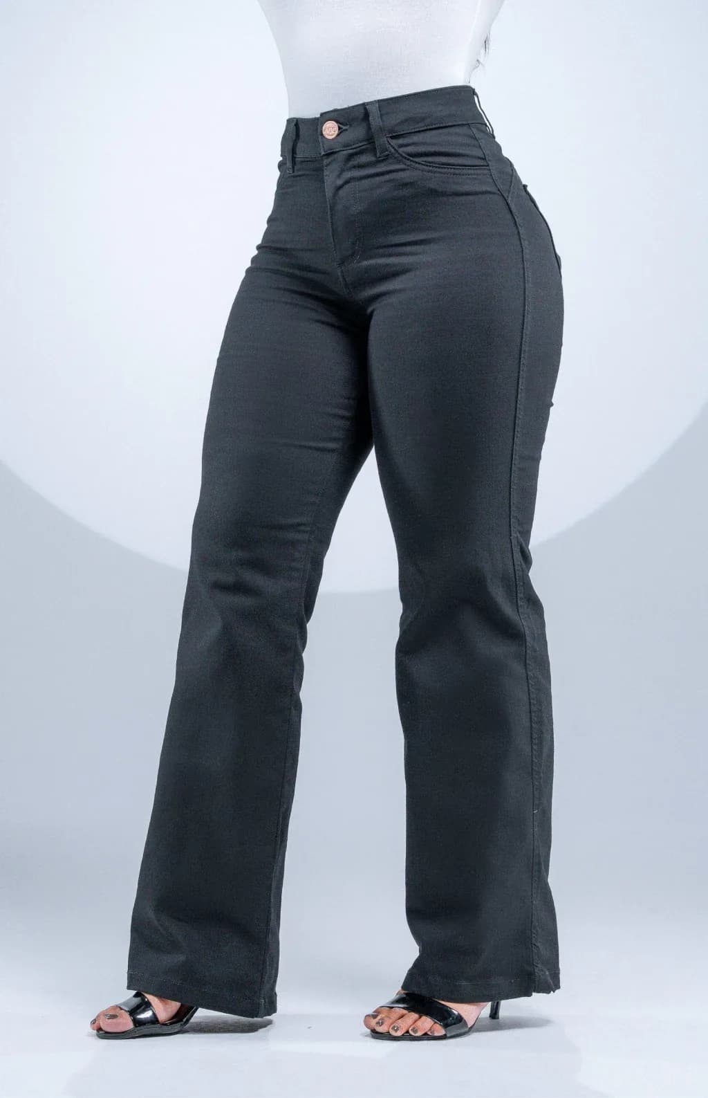 CALÇA JEANS FEMININA - WIDE LEG PRETO INTENSO
