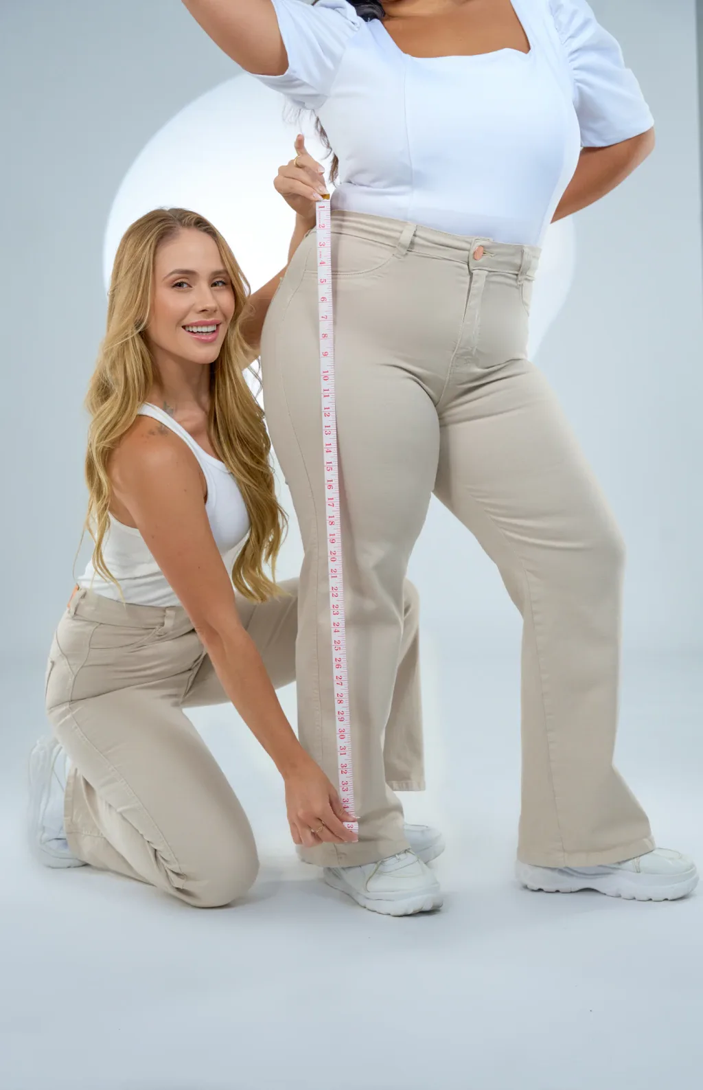 CALÇA JEANS PARA BAIXINHAS PLUS SIZE - WIDE LEG NUDE