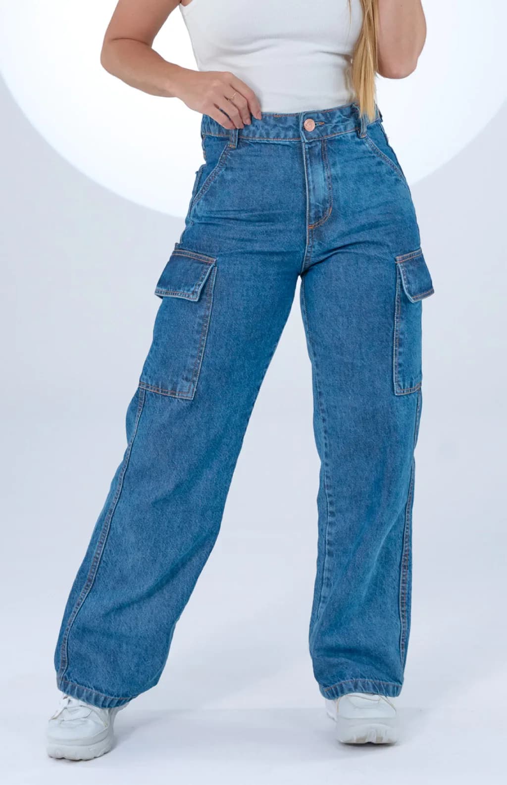 CALÇA JEANS PARA BAIXINHAS - WIDE LEG CARGO AZURE