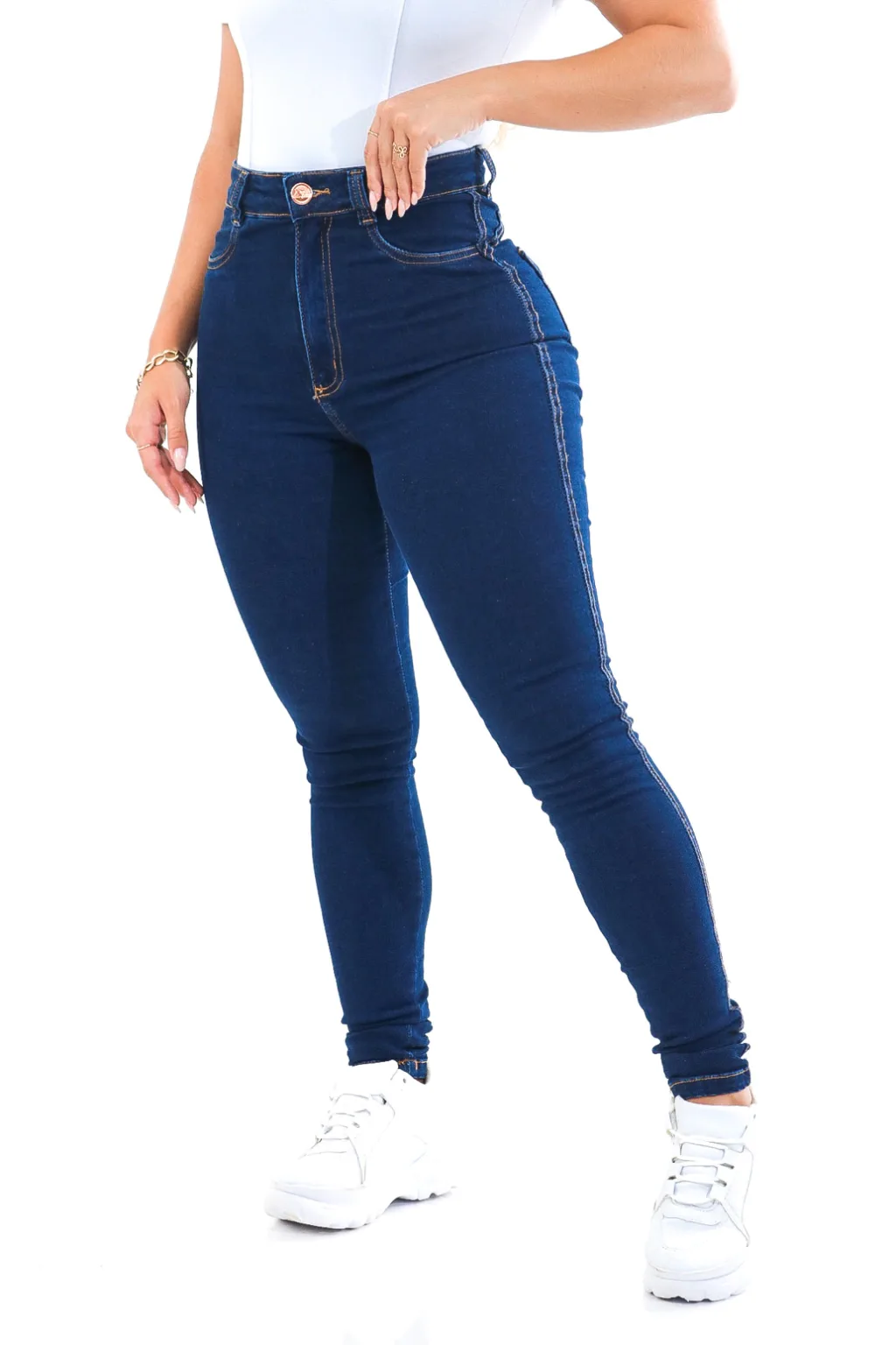 CALÇA JEANS PLUS SIZE - FLARE ELEGANCE PISCINE