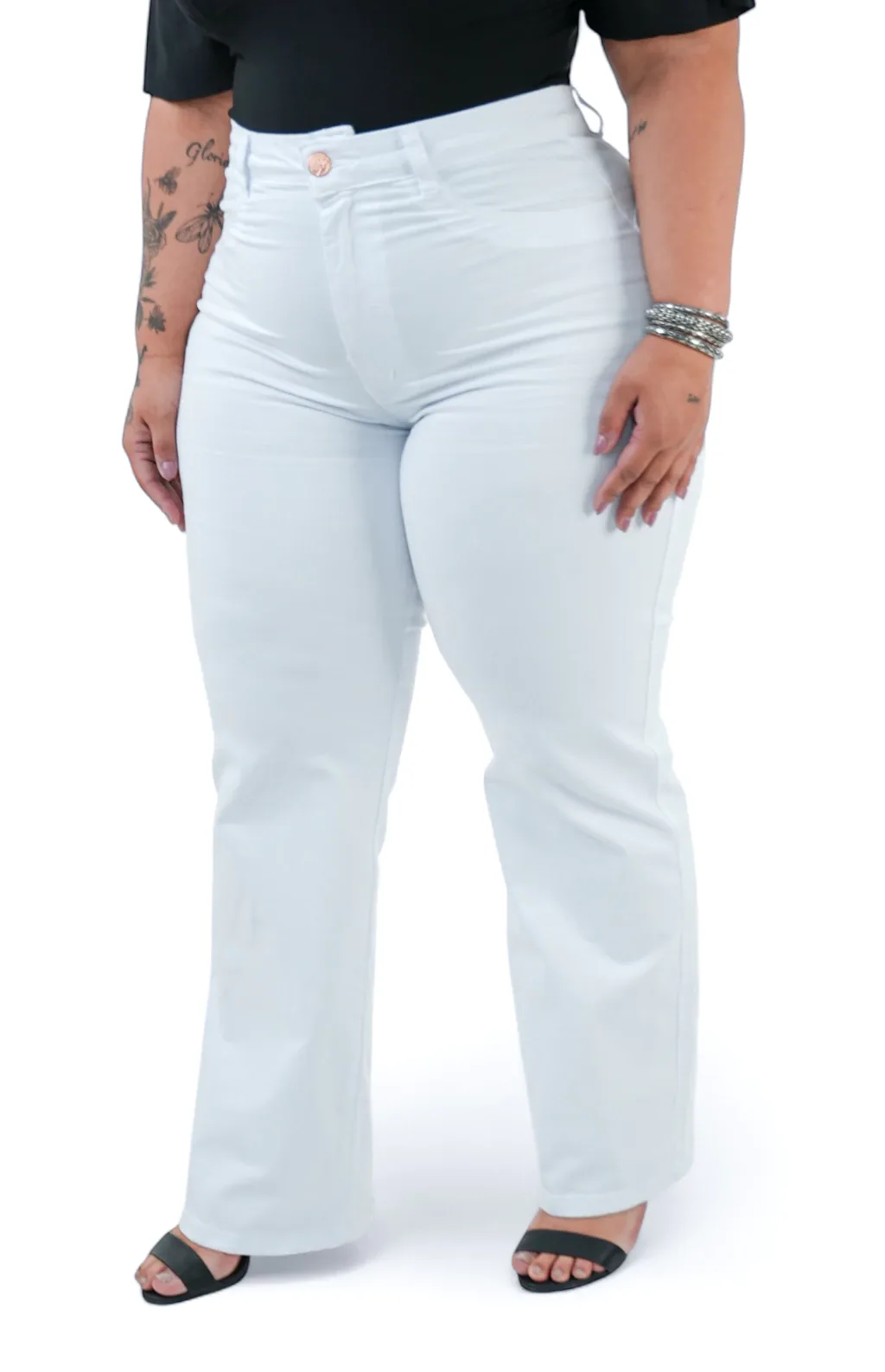 CALÇA JEANS PLUS SIZE - WIDE LEG BRANCA SUPER WHITE