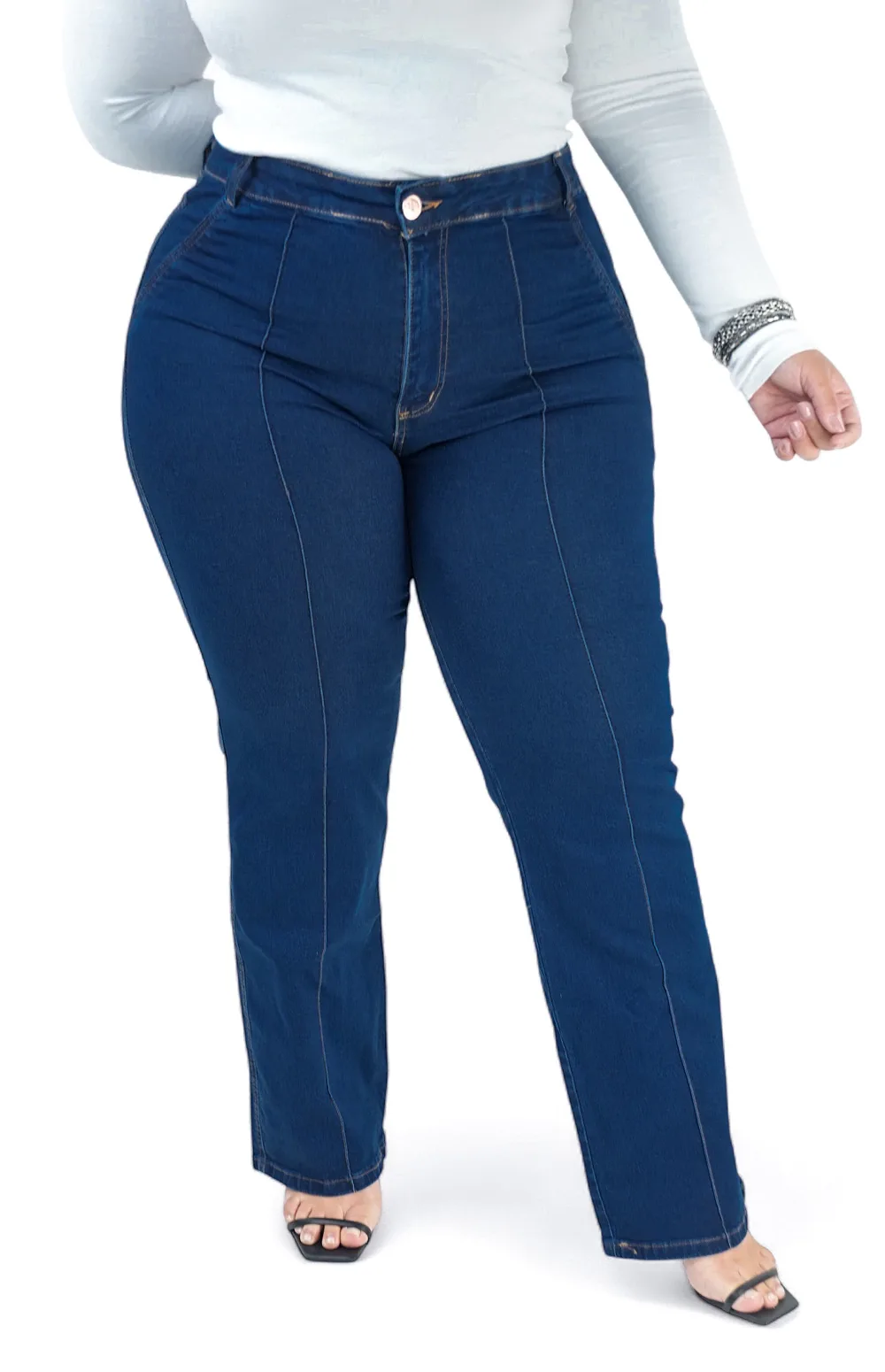CALÇA JEANS PLUS SIZE - WIDE LEG ELEGANCE BLUE