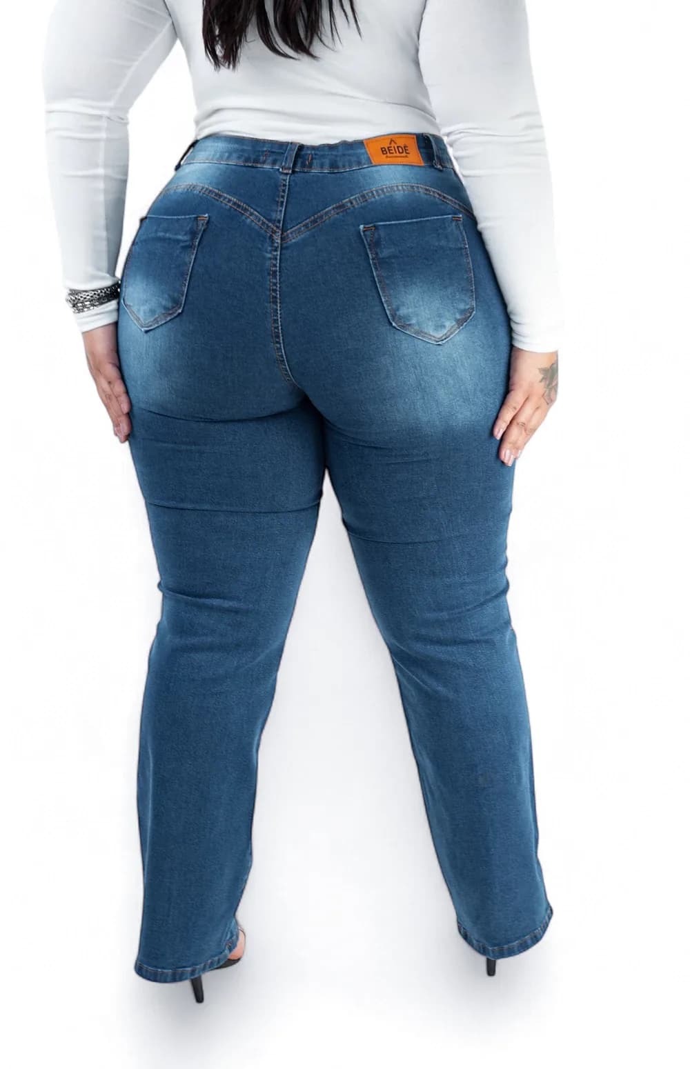 CALÇA JEANS PLUS SIZE - WIDE LEG ELEGANCE SAFIRA